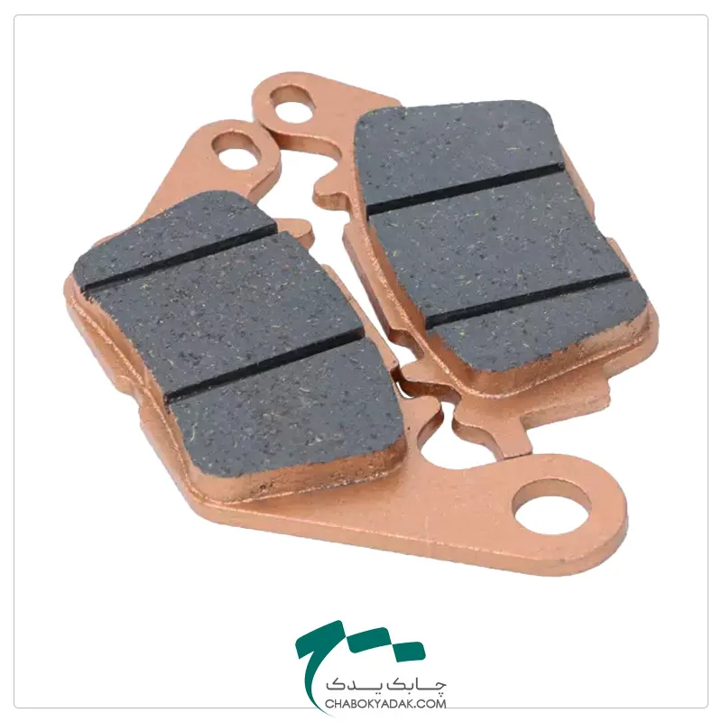 نمای روی لنت ترمز دیسکی جلو موتورسیکلت NMAX طلایی برند لیزر