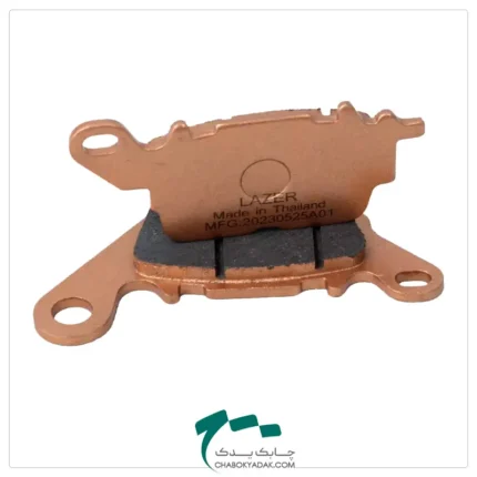 نمای پشت لنت ترمز دیسکی جلو موتورسیکلت NMAX طلایی برند لیزر