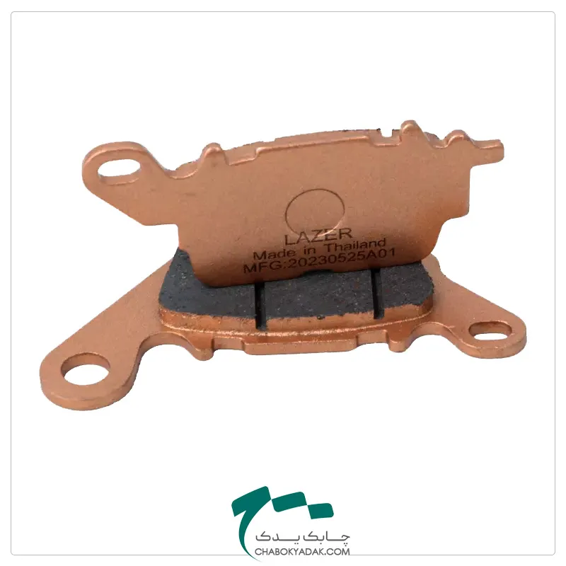 نمای پشت لنت ترمز دیسکی جلو موتورسیکلت NMAX طلایی برند لیزر