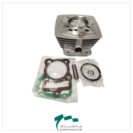 نمای کلی سیلندر و پیستون موتورسیکلت هوندا 200 برند REDSHOCK همراه با متعلقات